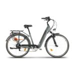 Vélo de ville électrique mixte Feu Vert E-Roll 75 gris platinium